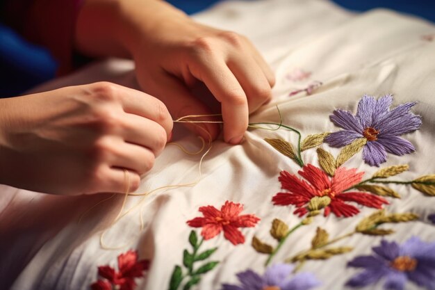 Detaliu broderie manuală